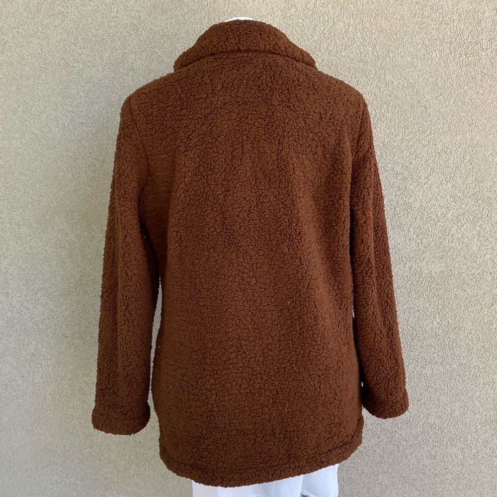 Coffee Cozy Sherpa Mid Length Jacket w Pockets - Picture 4 of 4
